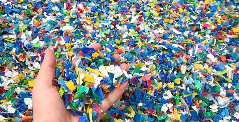 Picture shows plastic flakes